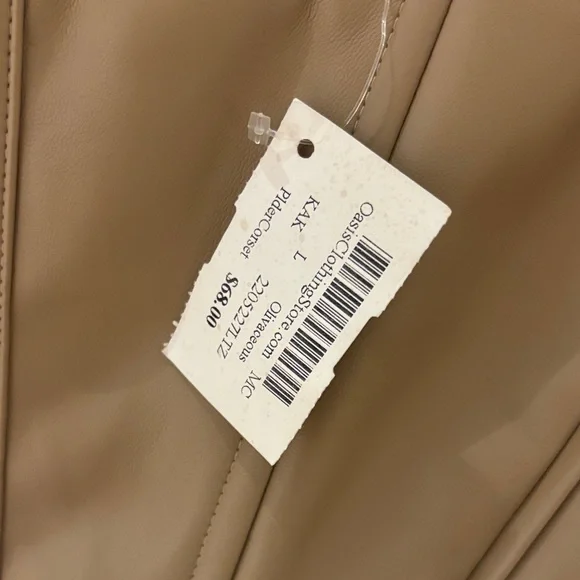 Olivaceous Tan Faux-Leather Crop Top - Picture 3 of 4